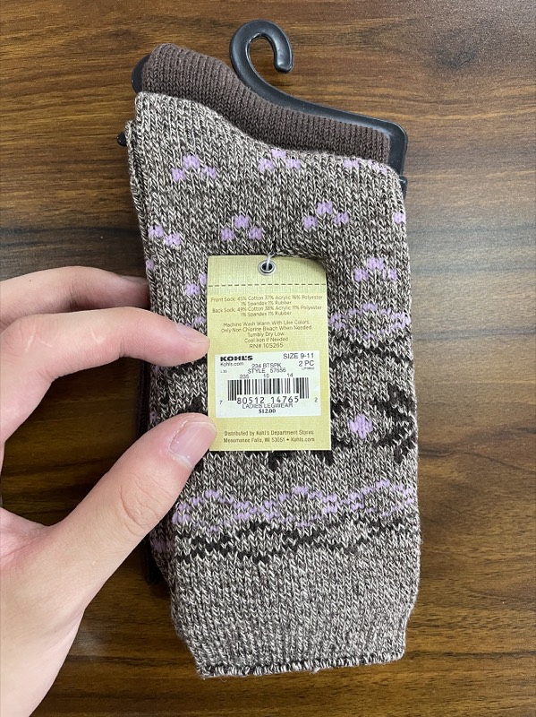 Kohl's boot socks with price tag
