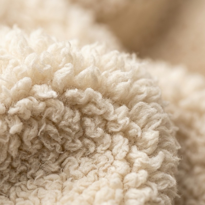 Close-up of soft sherpa fleece fabric